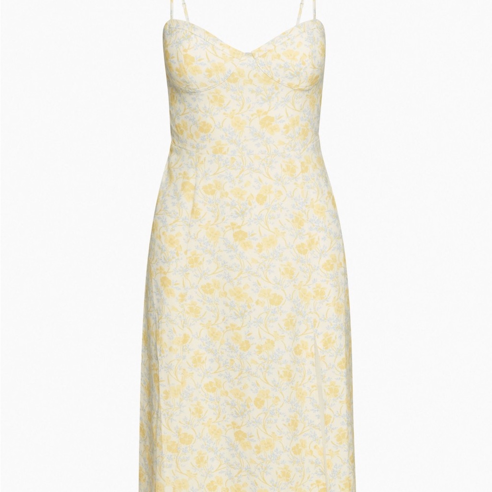 Aritzia Sunday best viola yellow floral midi dress - Picture 2 of 8